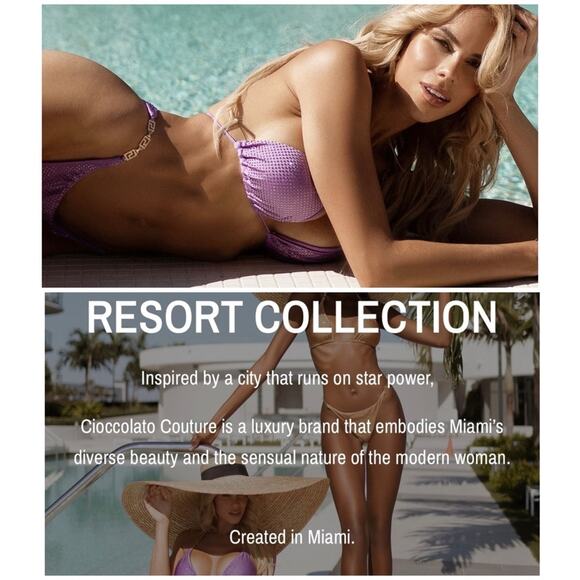 CIOCCOLATO CRYSTAL PURPLE Triangle Top & Skimpy Bottoms BIKINI $385 - Picture 3 of 16